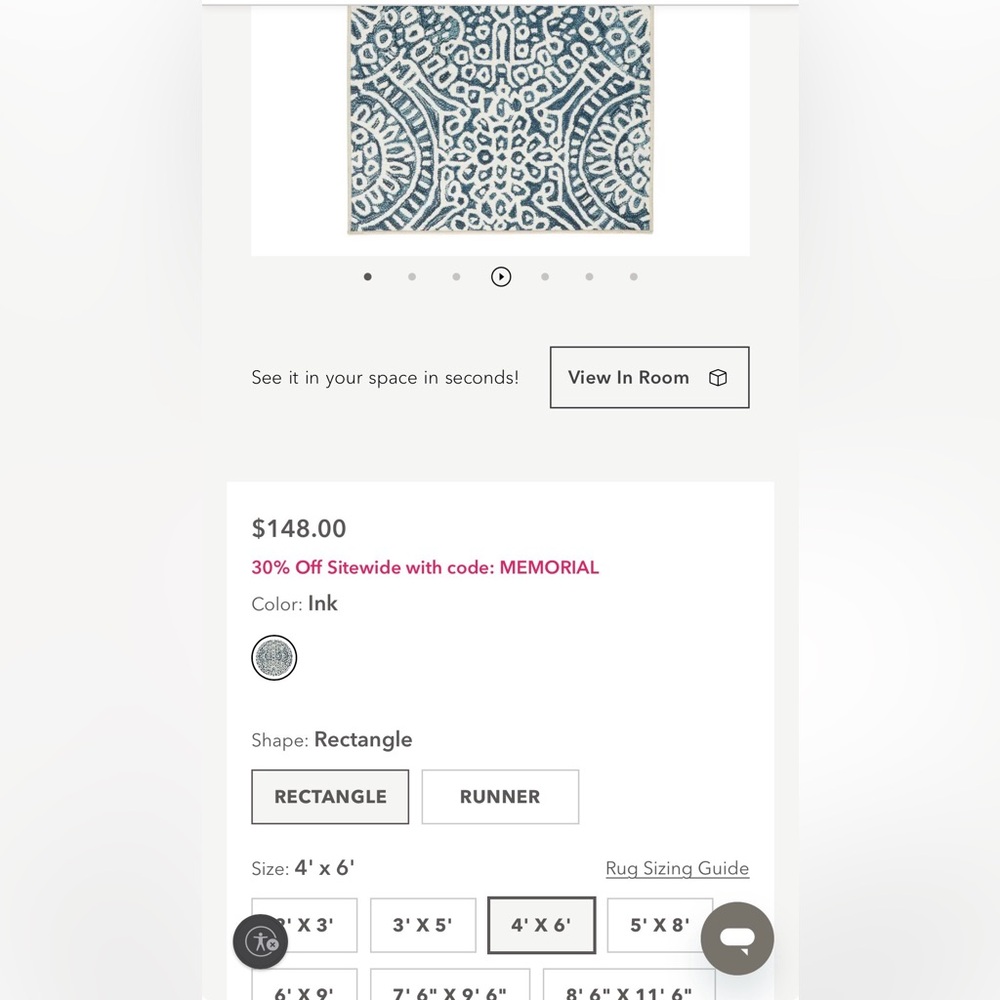 Temple Ink Machine Washable Rug by Annie Selke - Picture 7 of 10